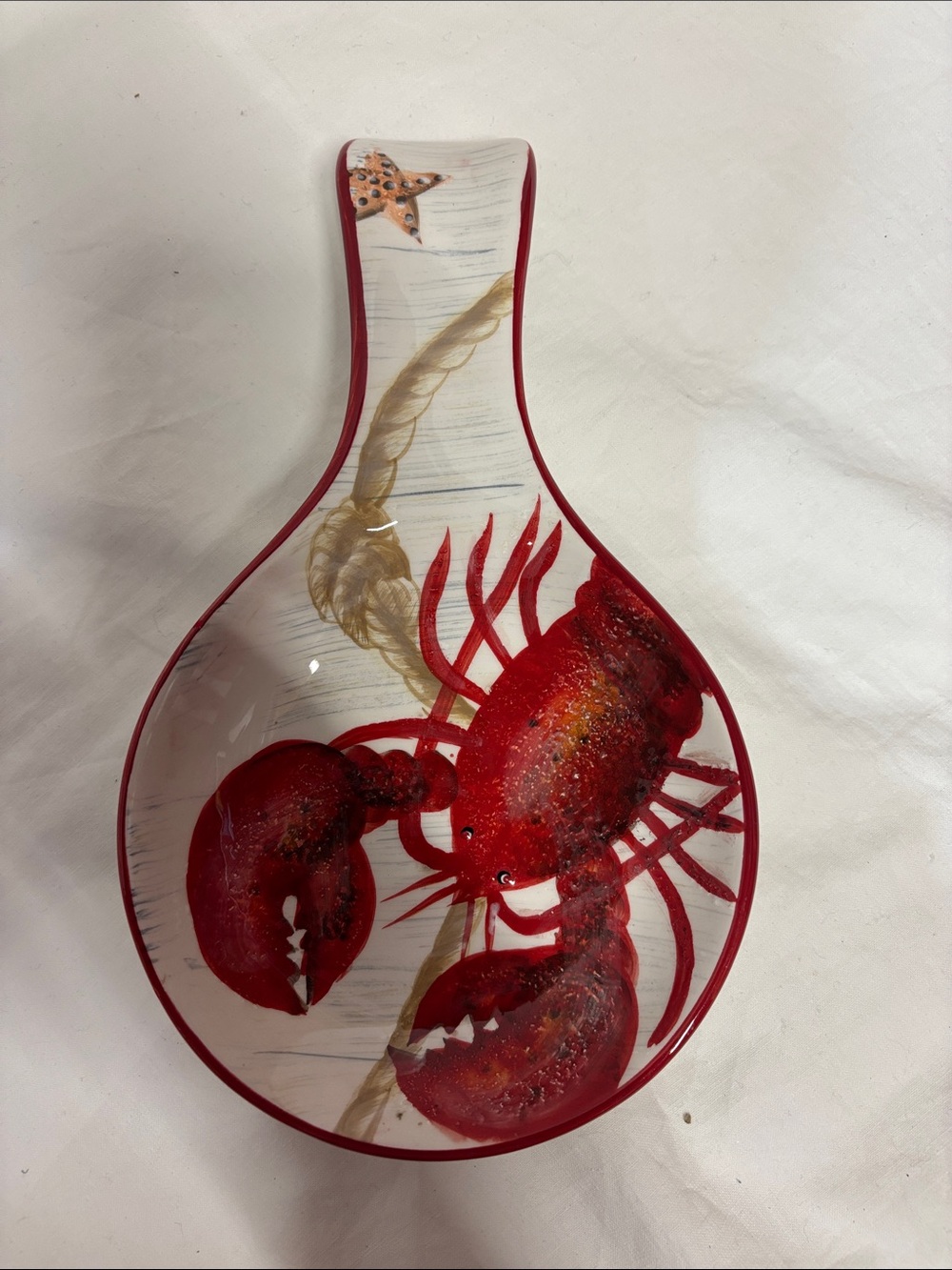 Fisherman's Gallery Red Lobster Spoon Rest - Decorative Ceramic Spoon Holder
